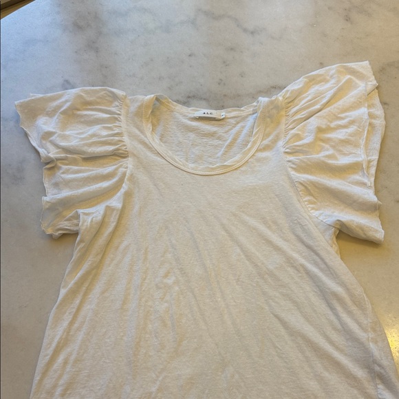 NWOT A.L.C. White flutter Sleeve Tee - Picture 2 of 7
